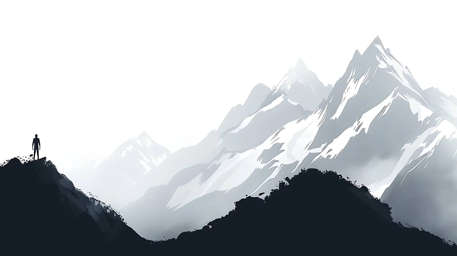 Serene mountainscape with solitary figure — free download from Dotvec