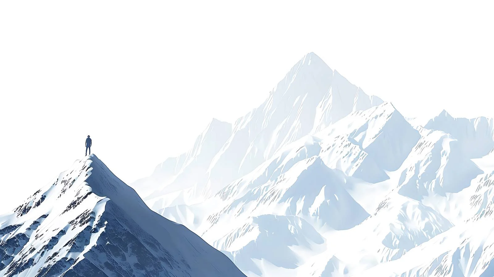 Serene Mountain Landscape with Silhouetted Figure — free download from Dotvec