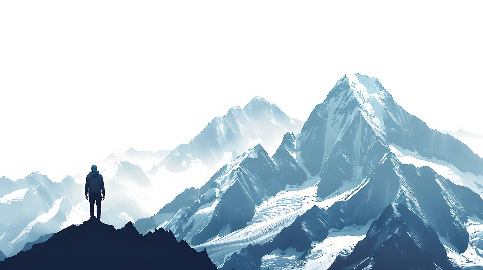 Serene man in minimalistic mountain landscape — free download from Dotvec