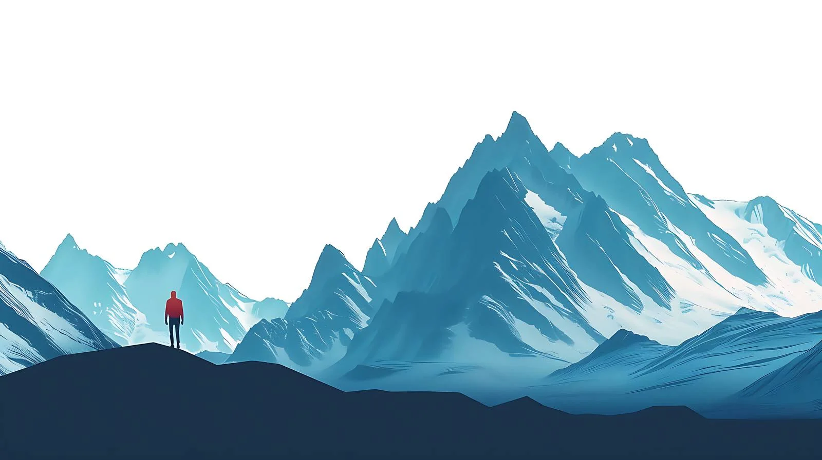 Serene mountainscape with person and clouds — free download from Dotvec