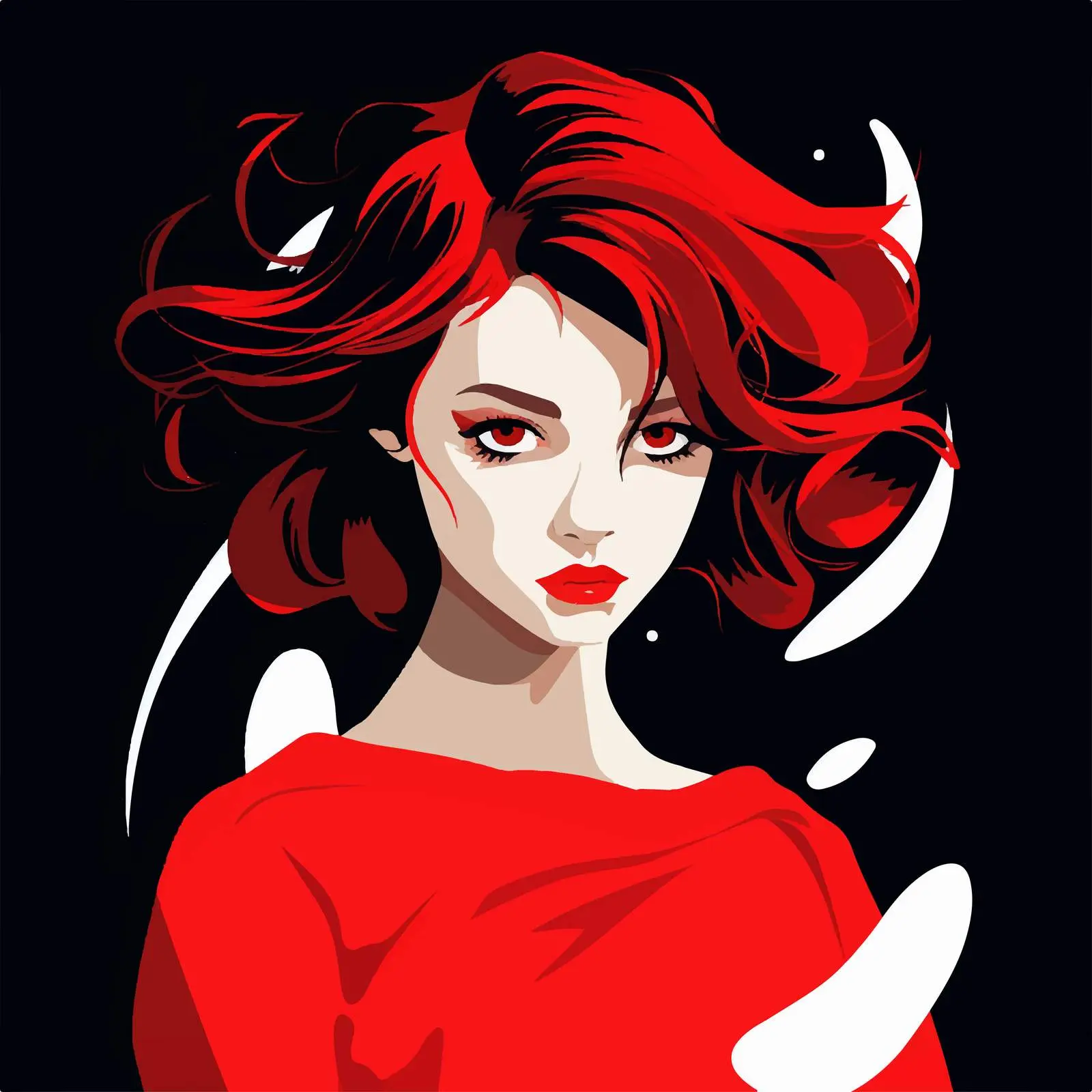 Minimalistic Girl Portrait in Red and White — free download from Dotvec
