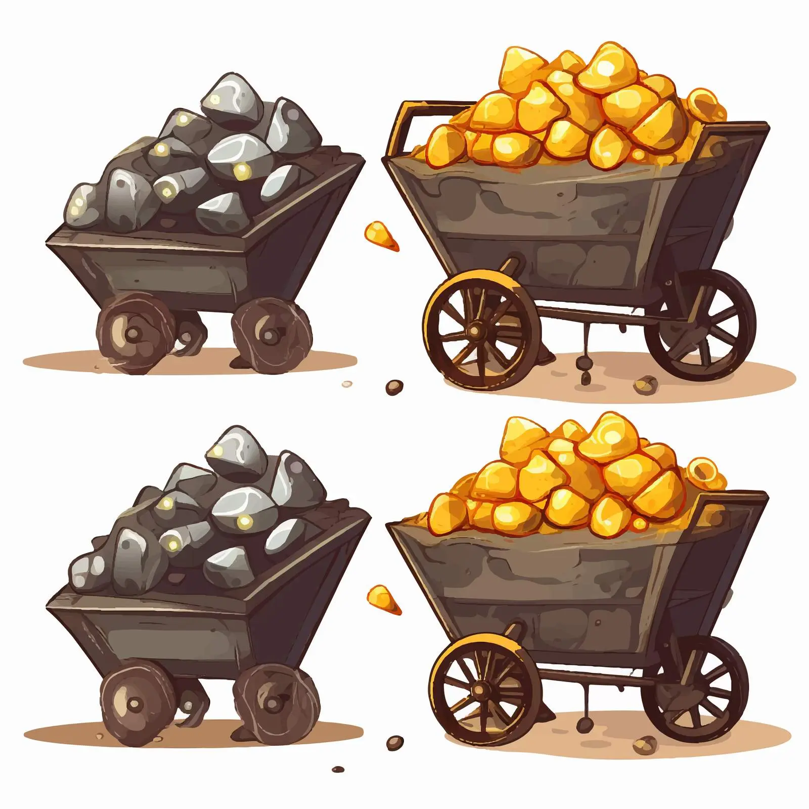 Mining Carts with Stones and Bombs Illustration — free download from Dotvec