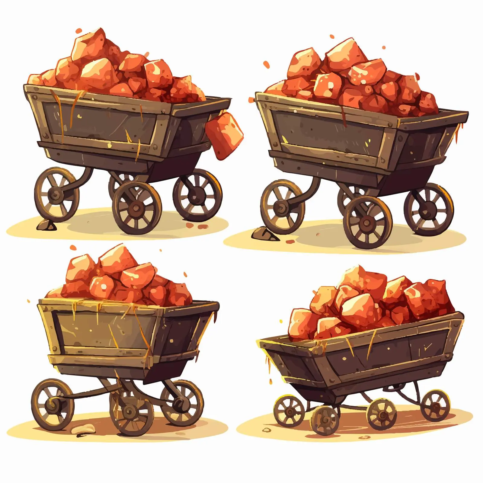 Mining Carts with Stones and Bombs Illustration — free download from Dotvec