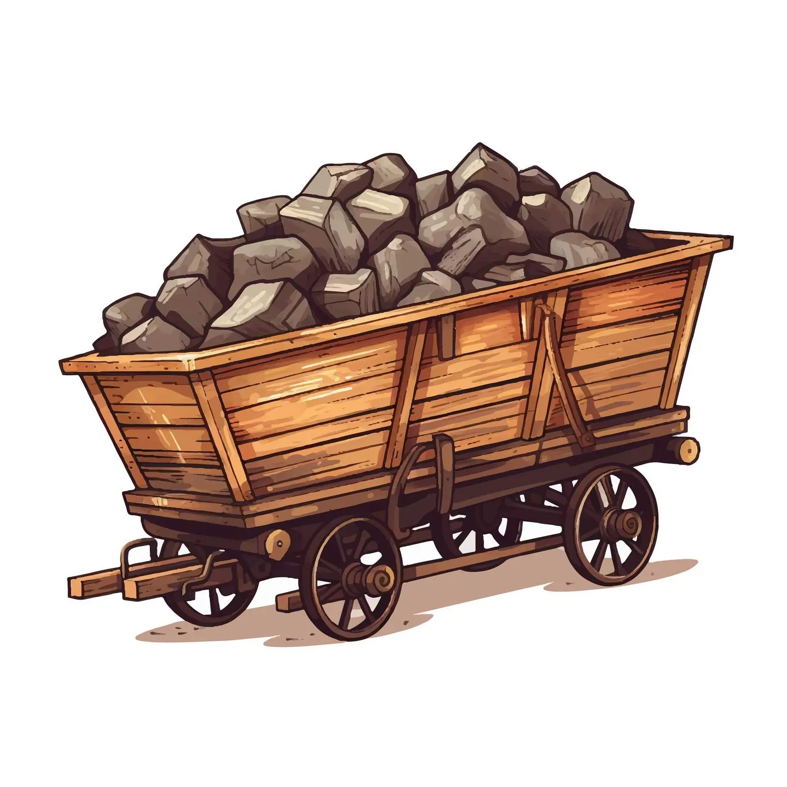 Mining Objects on Wooden Wagon Illustration — free download from Dotvec