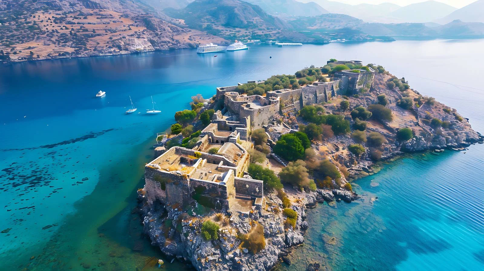 Aerial View of Mirabello Bay with Spinalonga — free download from Dotvec
