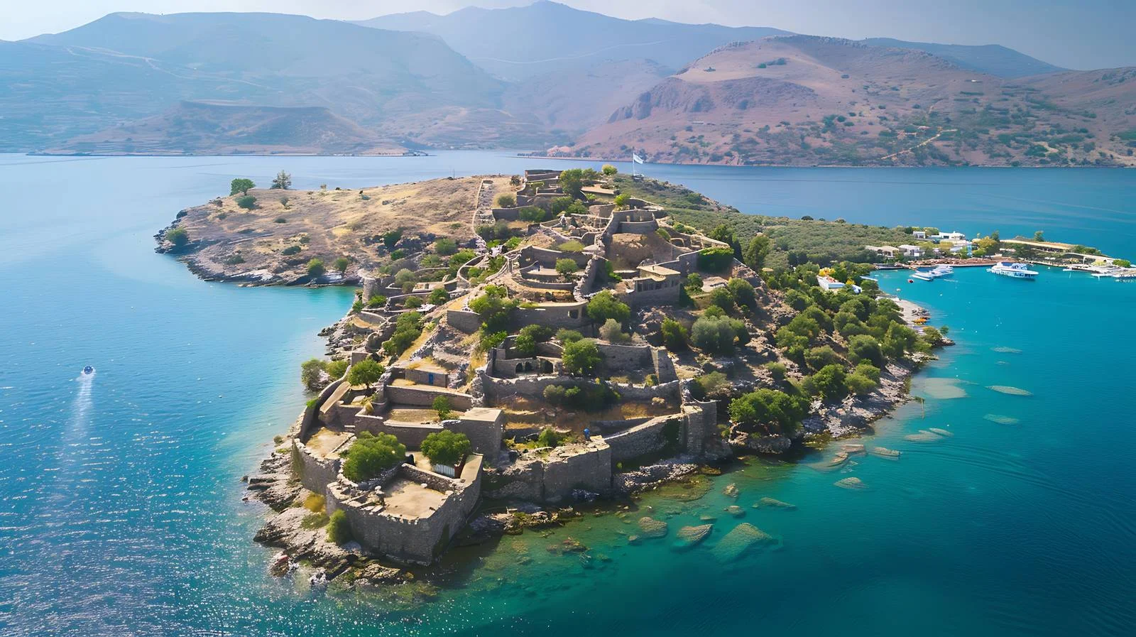 Aerial View of Mirabello Bay with Spinalonga — free download from Dotvec
