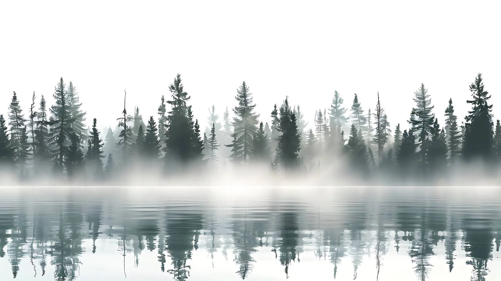 Serene Misty Boundary Waters Pines Panorama — free download from Dotvec