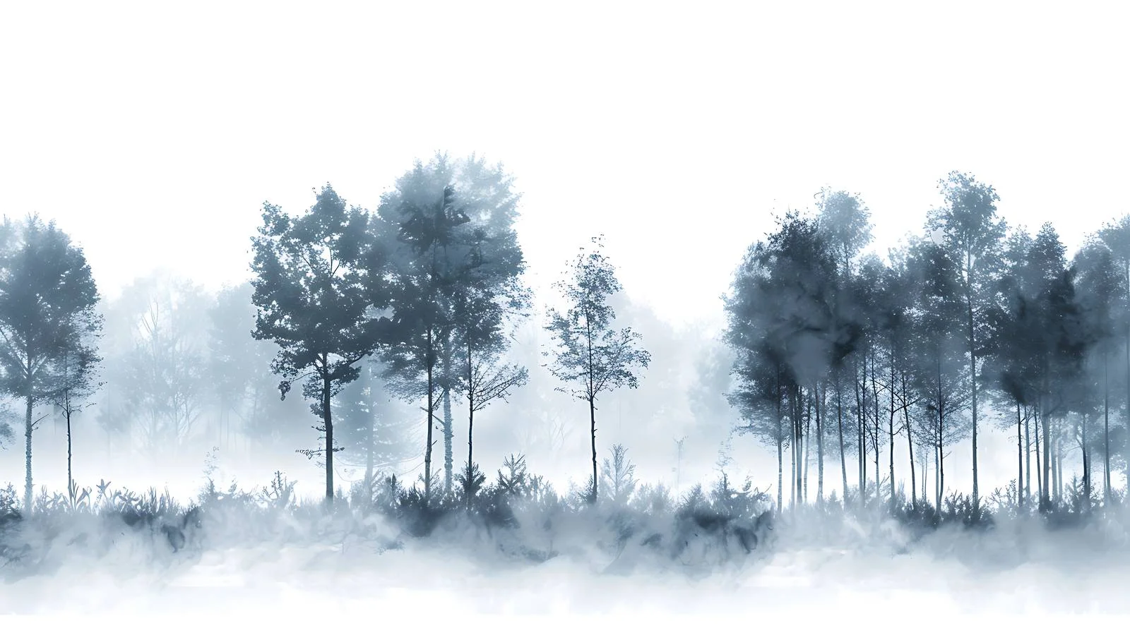 Serene Forest Morning Mist on White — free download from Dotvec
