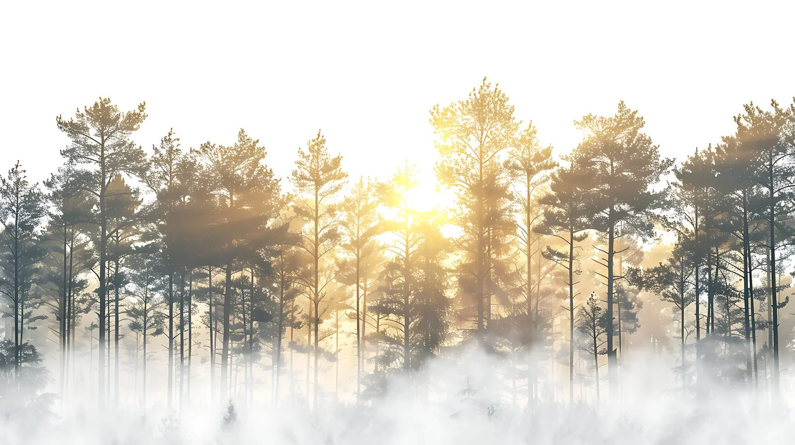 Serene Forest Morning in White Isolation — free download from Dotvec