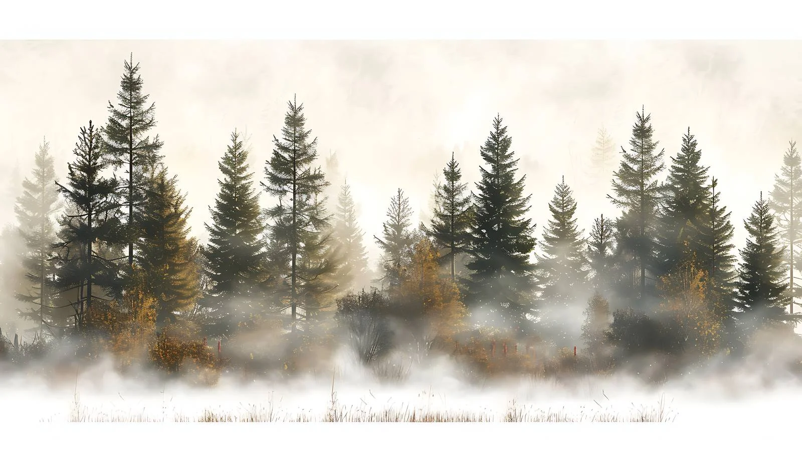 Serene Forest Morning on White Background — free download from Dotvec