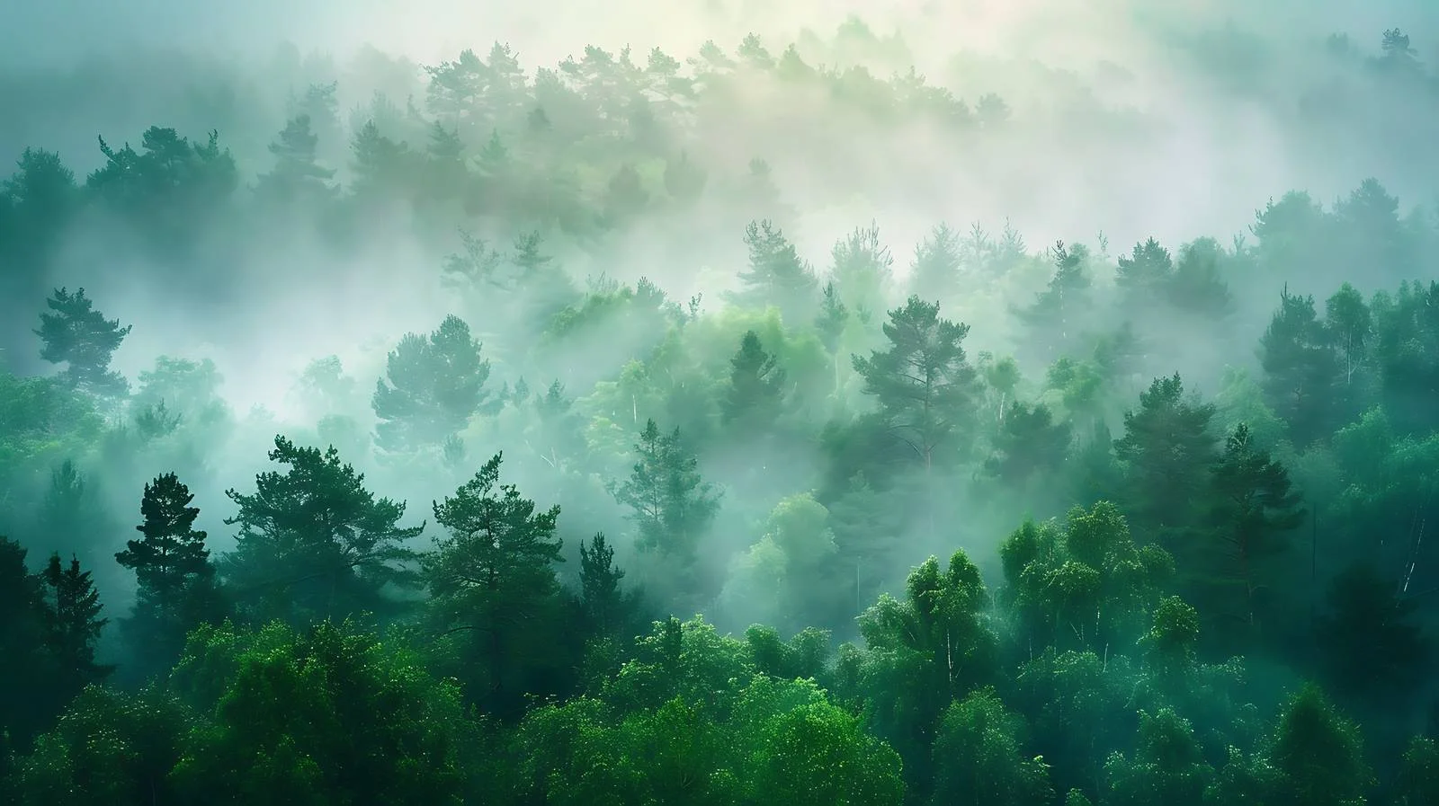 Serene Forest Morning Mist White Background — free download from Dotvec