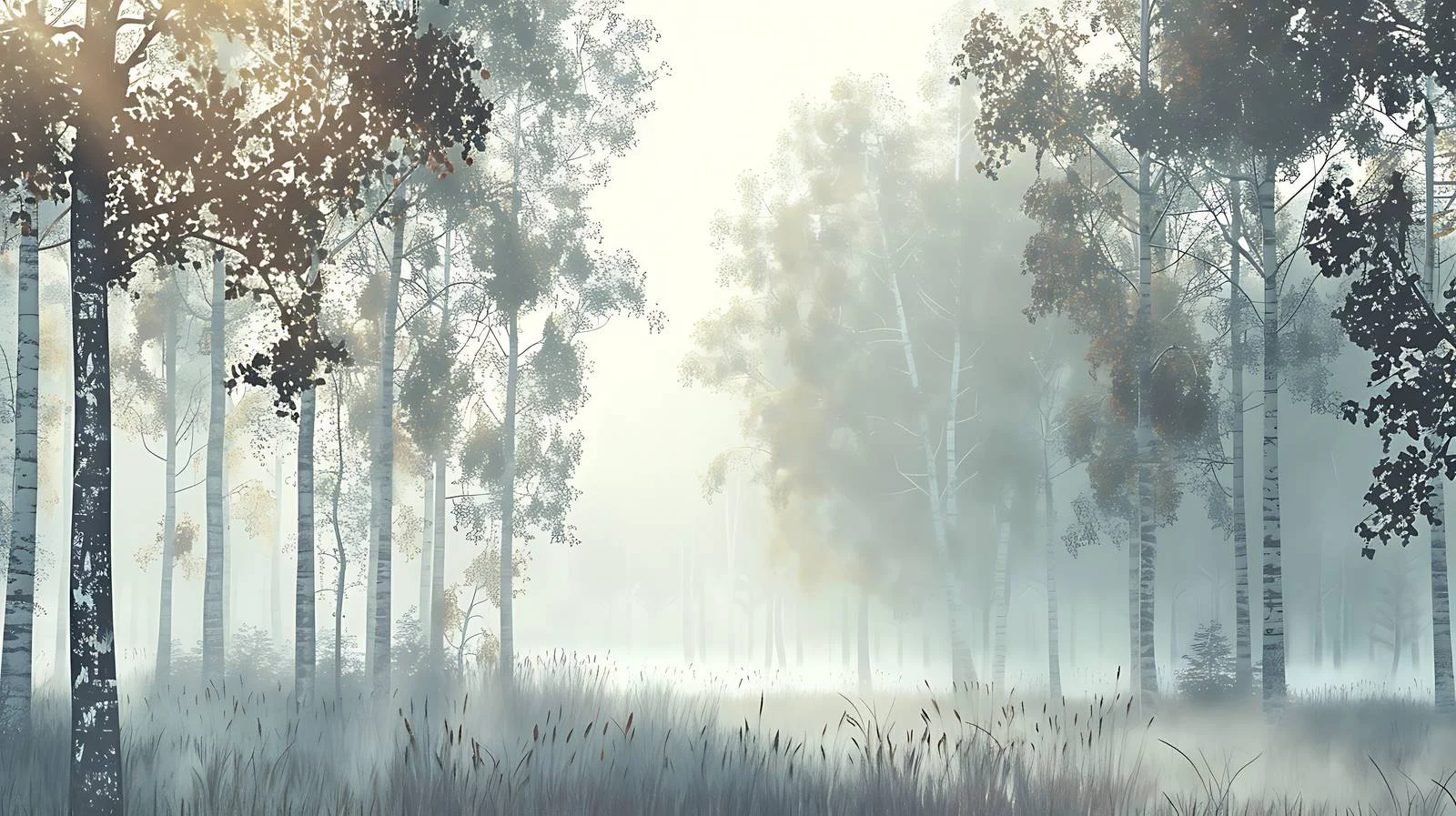 Serene Morning Forest in White Light — free download from Dotvec