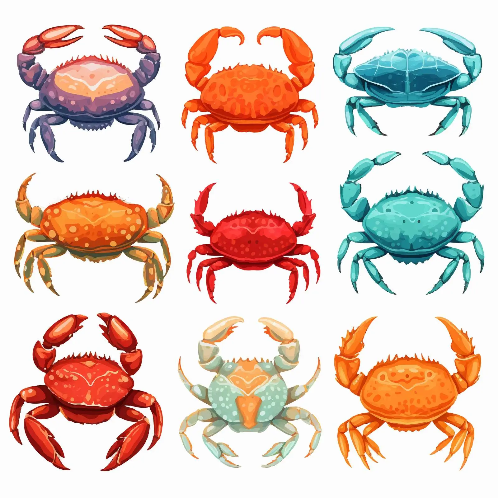 Mitten Crab Vector Illustrations Set — free download from Dotvec