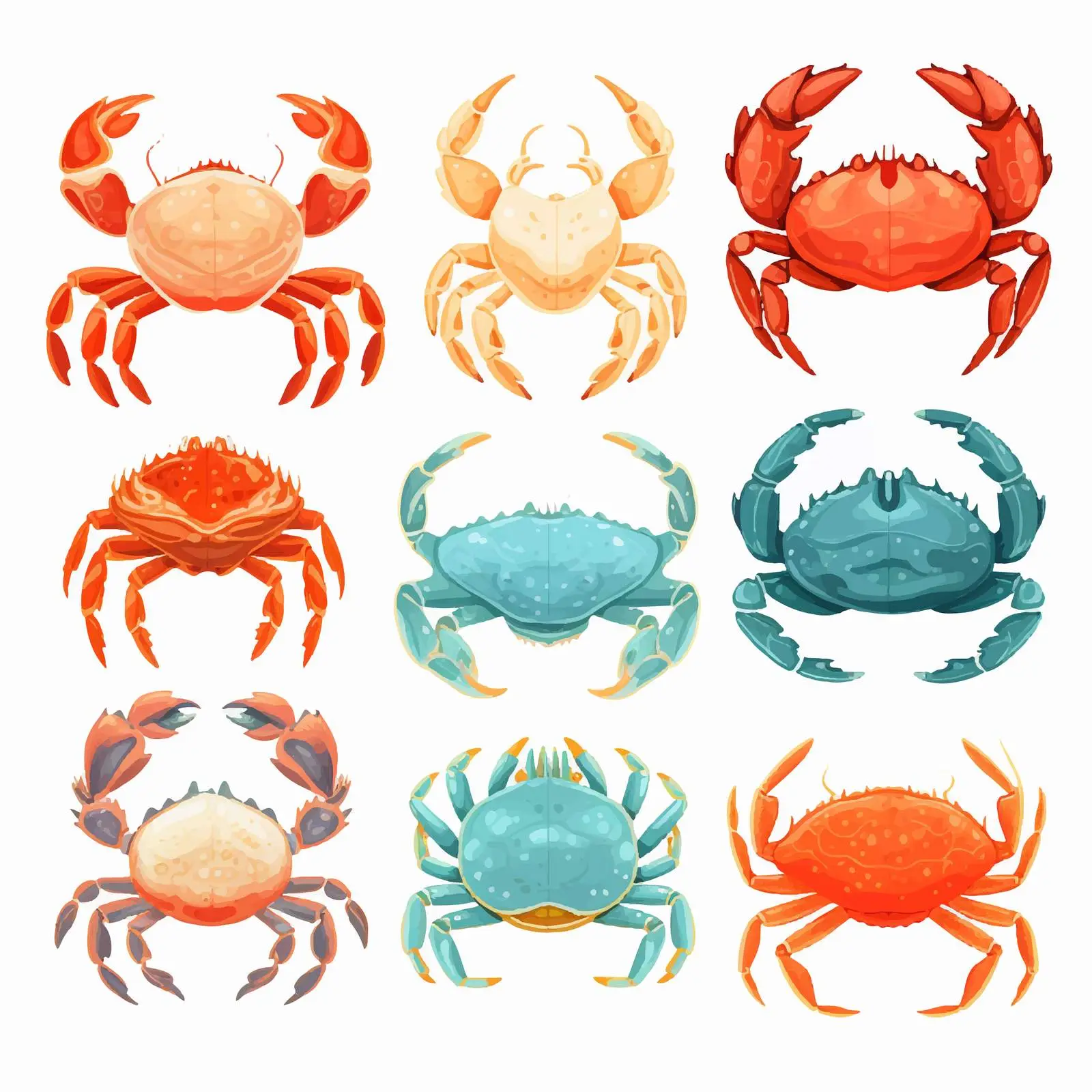 Mitten Crab Vector Illustrations Set — free download from Dotvec