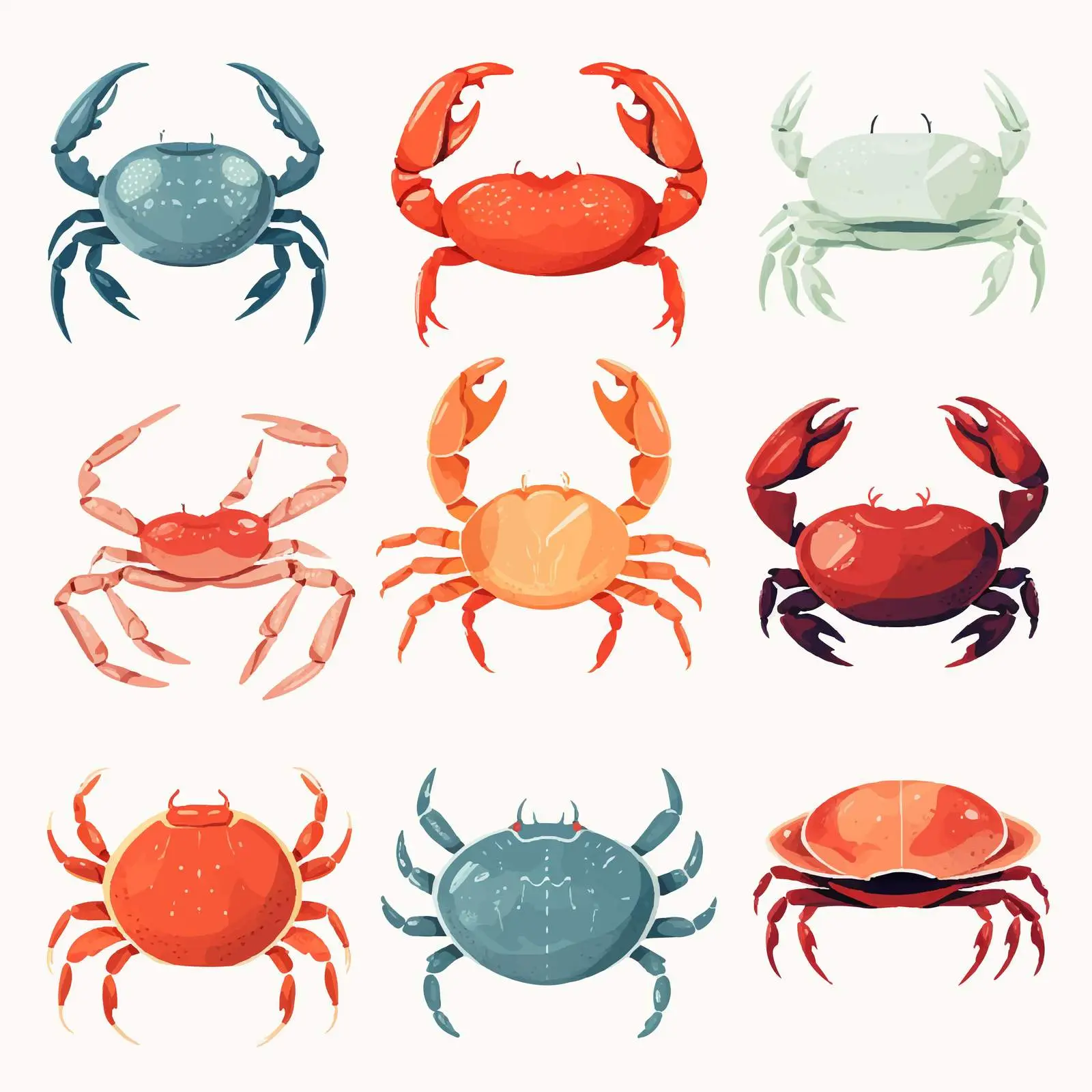 Colorful and Monochrome Mitten Crab Vector Illustrations – free industry design image from Dotvec
