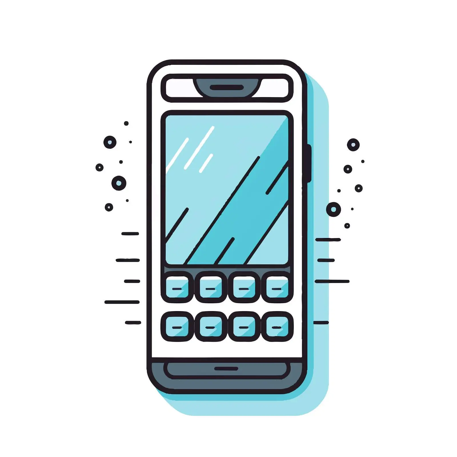 Cartoon Mobile Phone Line Vector Illustration — free download from Dotvec