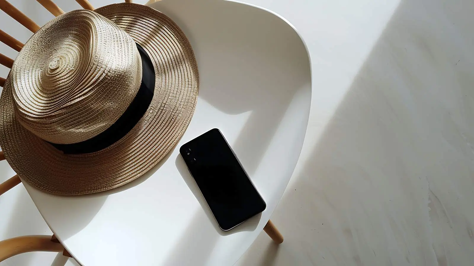 Mobile Phone and Elegant Hat Flat Lay — free download from Dotvec