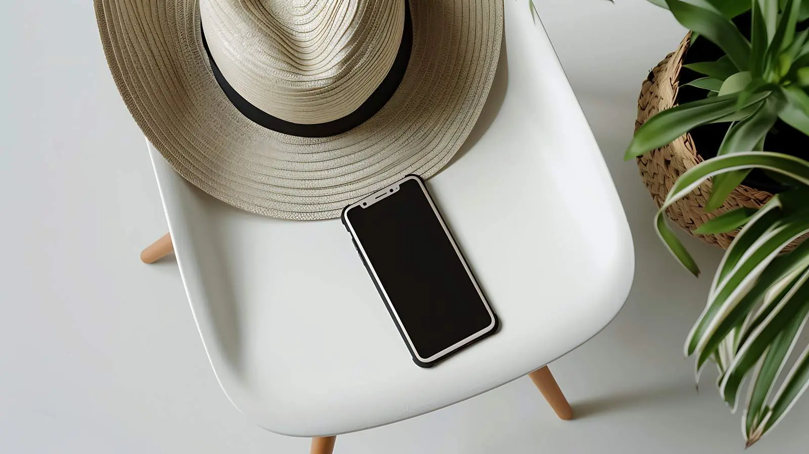 Mobile Phone on Chair with Elegant Hat — free download from Dotvec