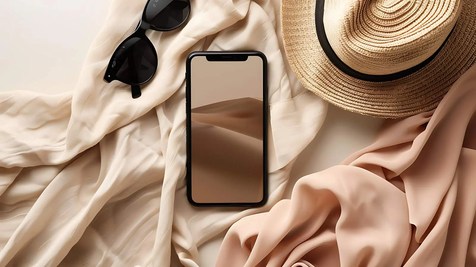 Mobile Phone with Blank Screen and Straw Hat — free download from Dotvec