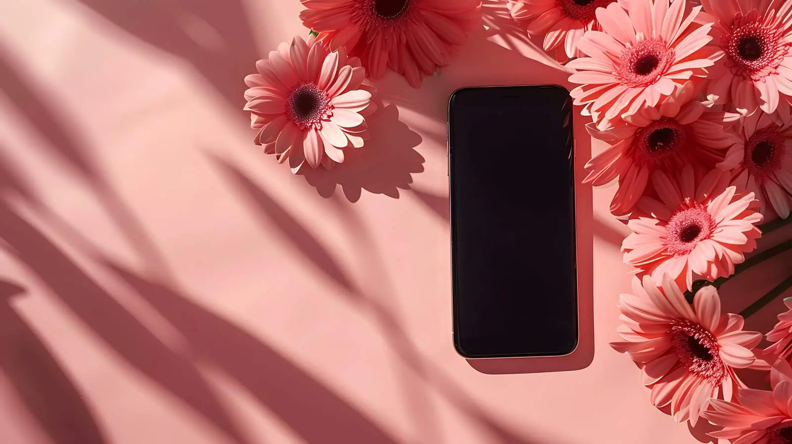 Smartphone Mockup with Gerber Flowers Background — free download from Dotvec