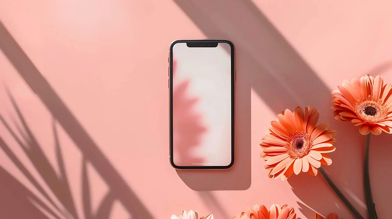 Mobile Phone Mockup with Gerbera Flowers Background — free download from Dotvec