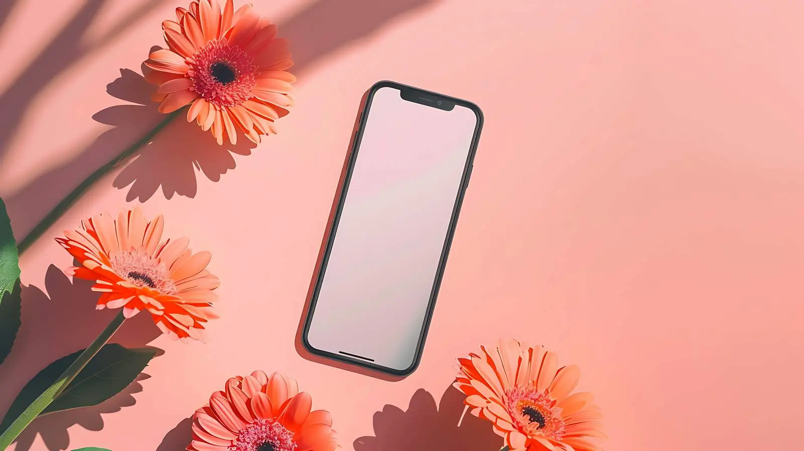 Mobile Phone Mockup with Gerber Flowers Design — free download from Dotvec