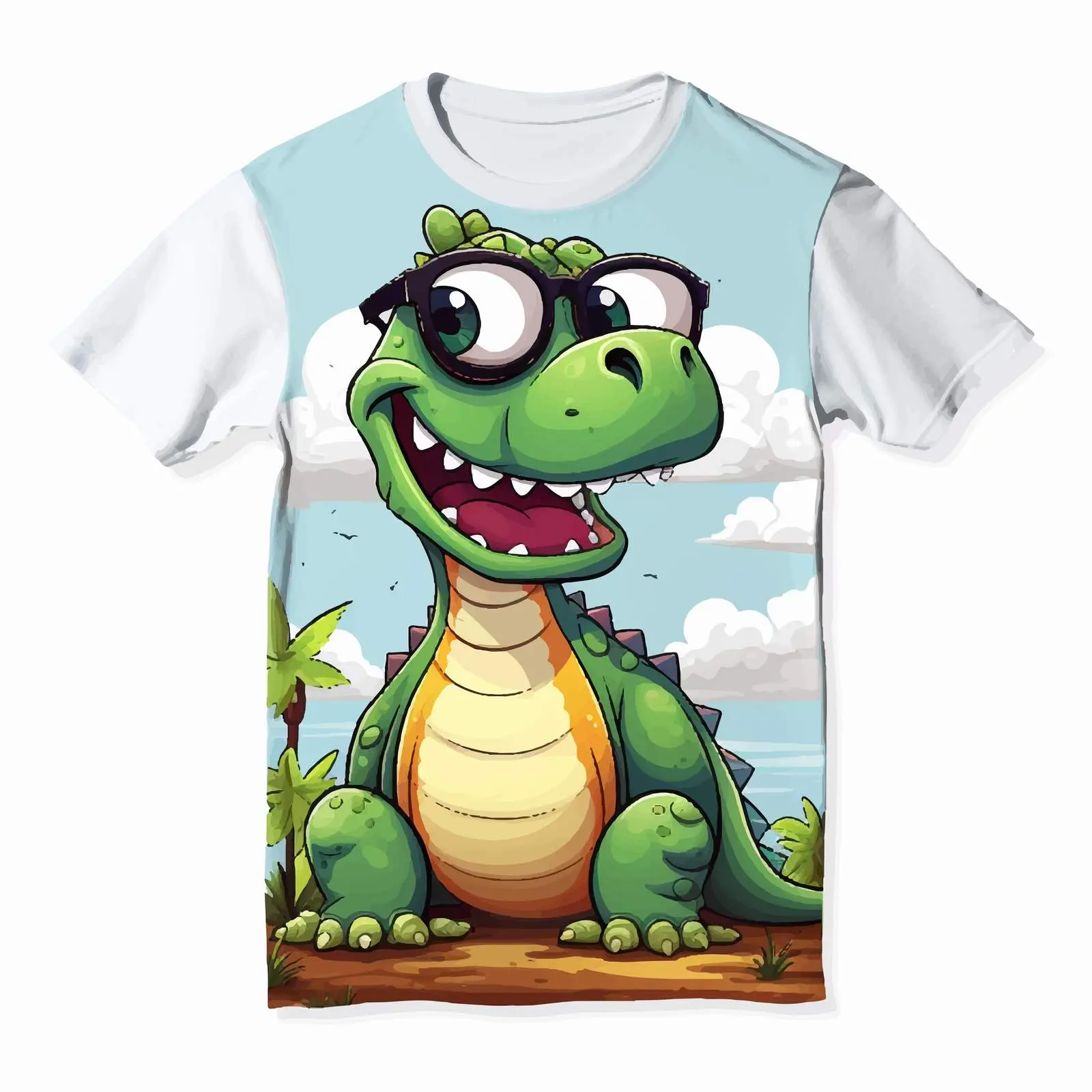 Dinosaur Cartoon Shirt Mockup Design — free download from Dotvec