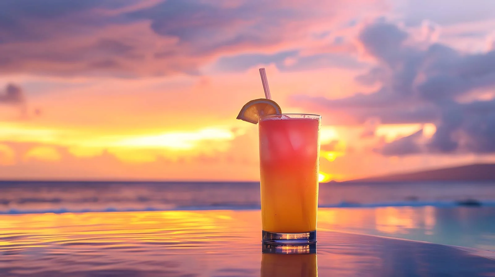 Summertime Mocktail at Poolside Sunset — free download from Dotvec
