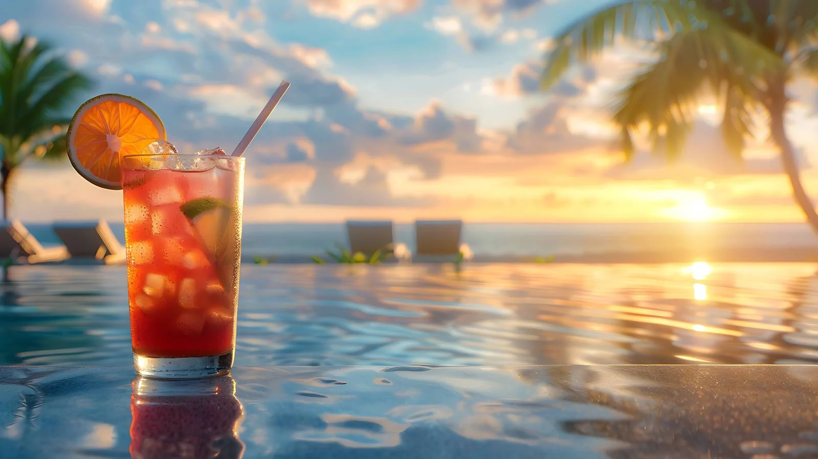 Tranquil Poolside Mocktail Setting — free download from Dotvec