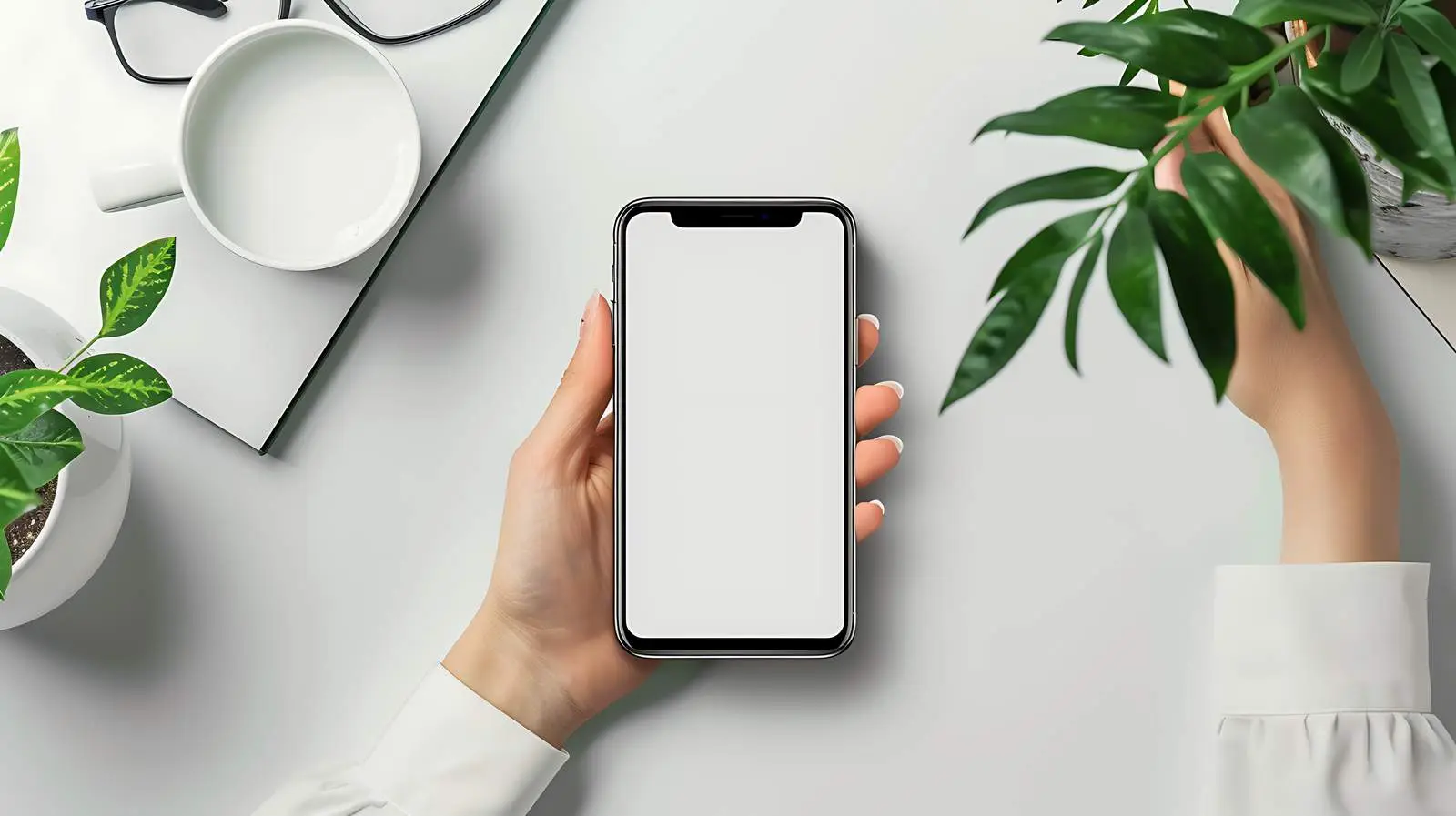 Smartphone Mockup in Female Hand with Blank Screen — free download from Dotvec