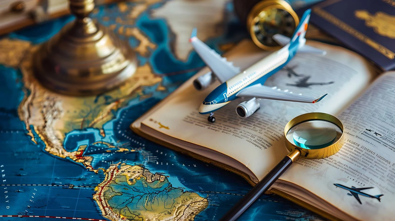 Model Airplane on Book with Road Map — free download from Dotvec