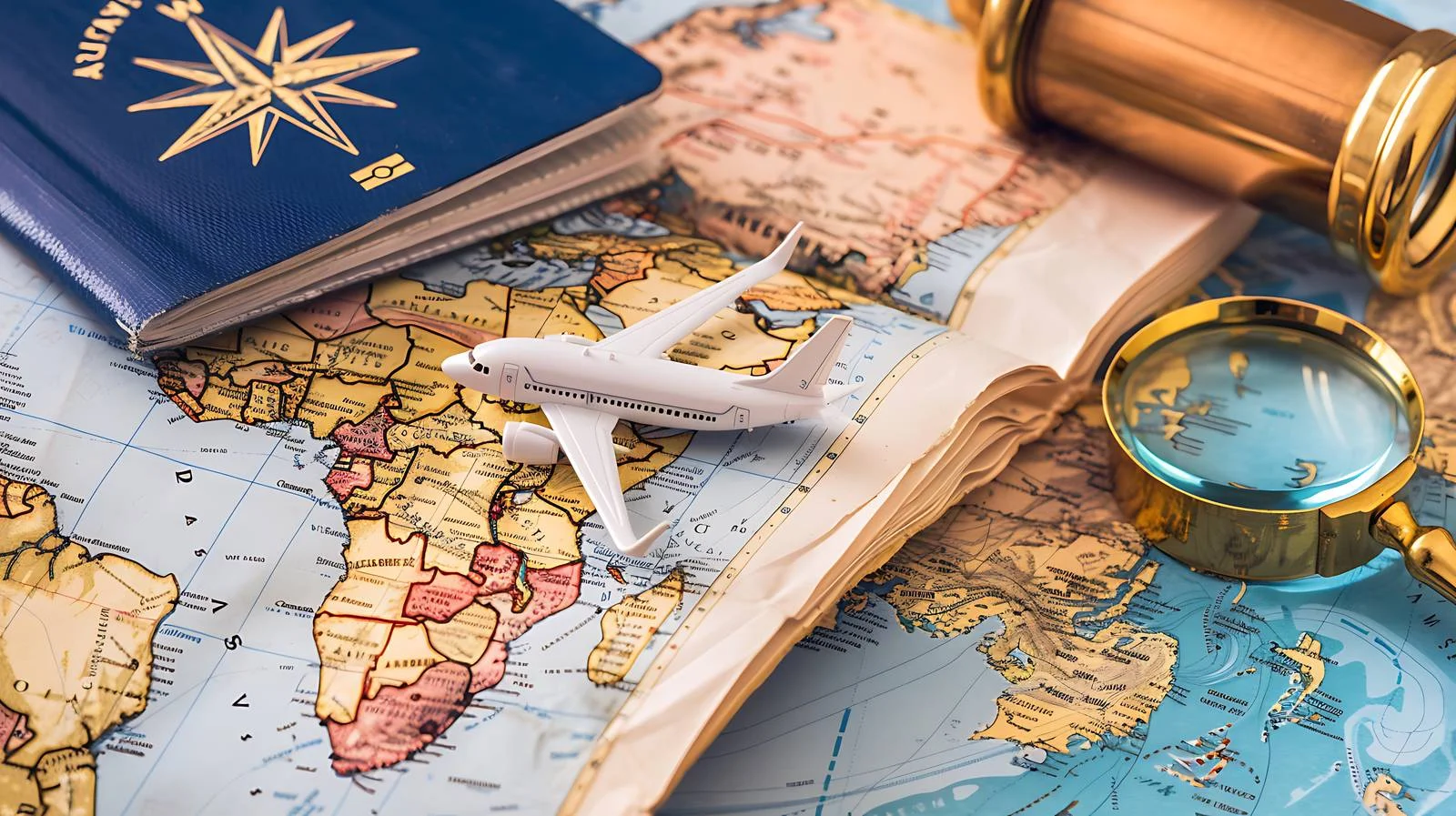 Miniature Airplane on Map in Book — free download from Dotvec