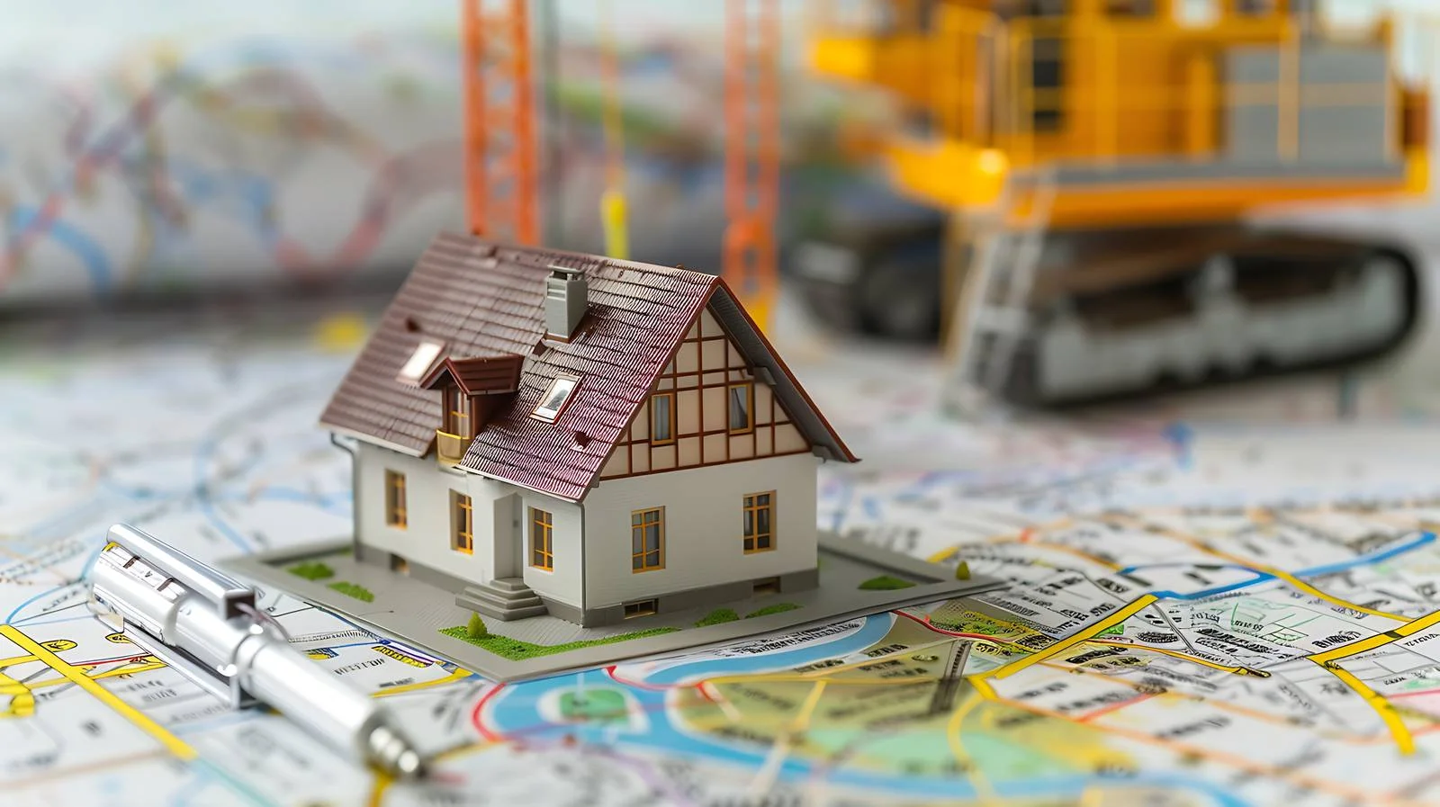 Miniature City Map with House and Forklift – free forklift image from Dotvec