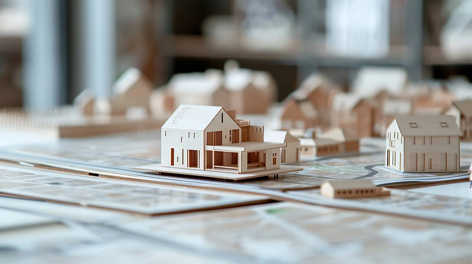 Miniature Model City Map with House and Forklift – free forklift image from Dotvec