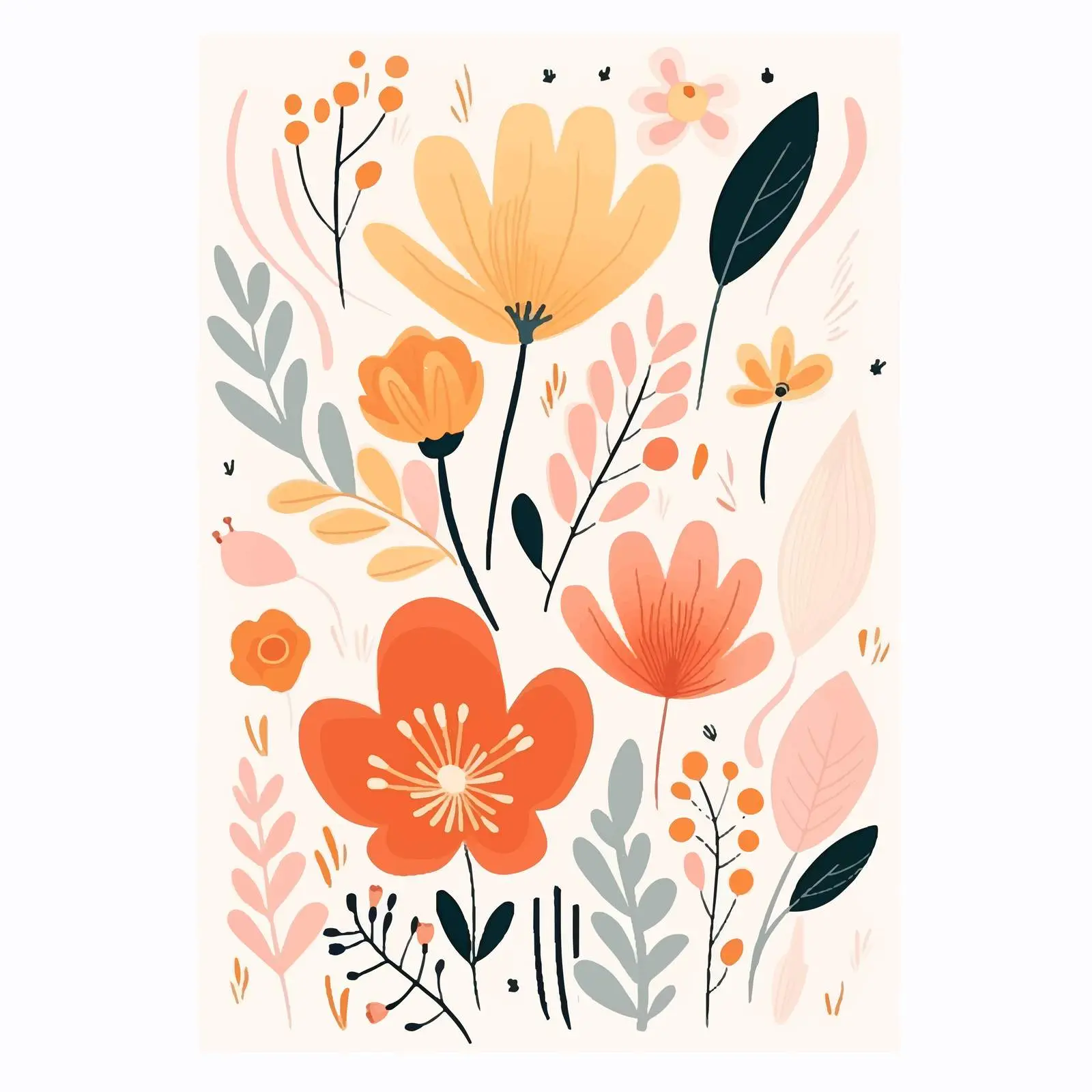 Modern Abstract Floral Botanical Wall Art — free download from Dotvec