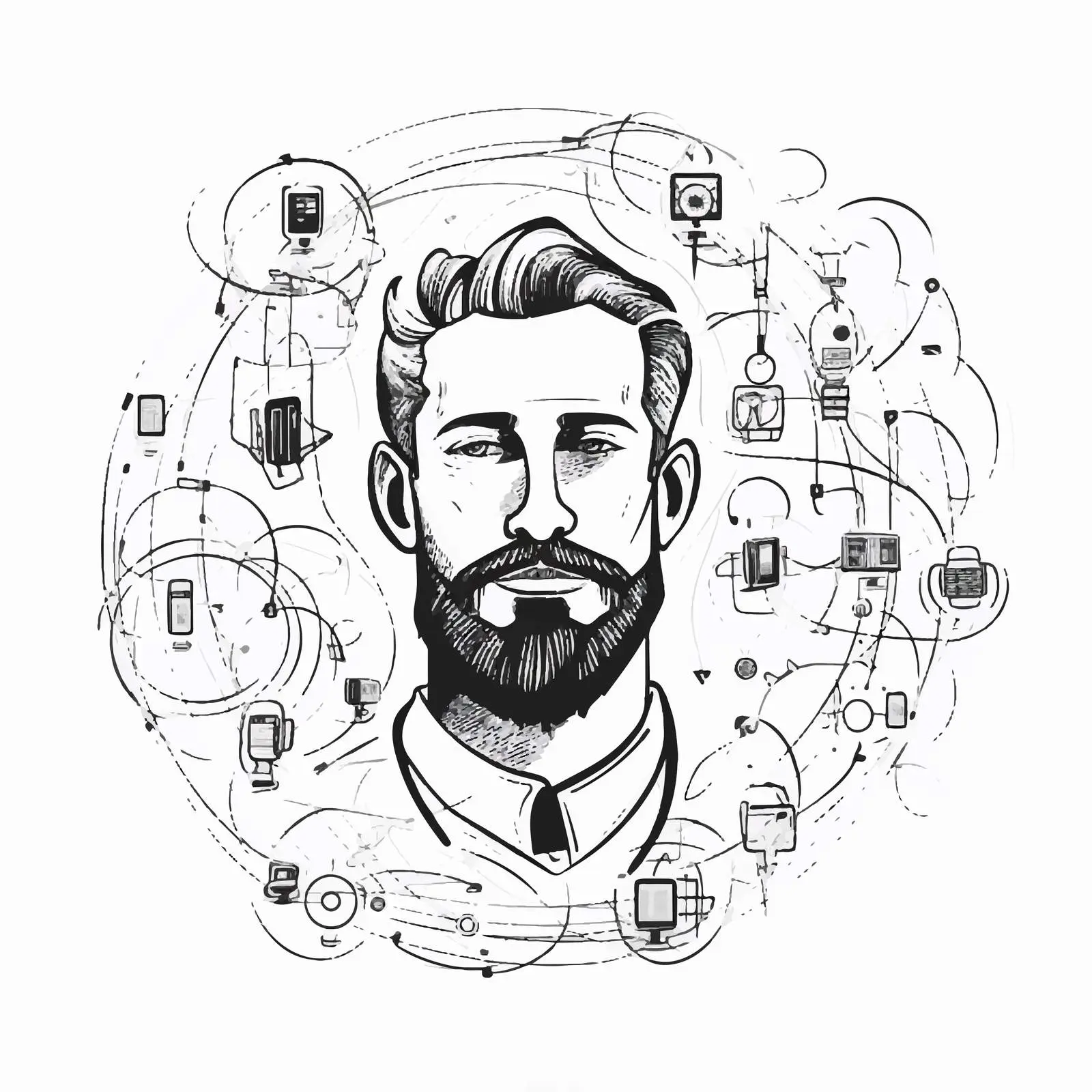 Modern Outline Avatar Icon for Internet Workflow — free download from Dotvec