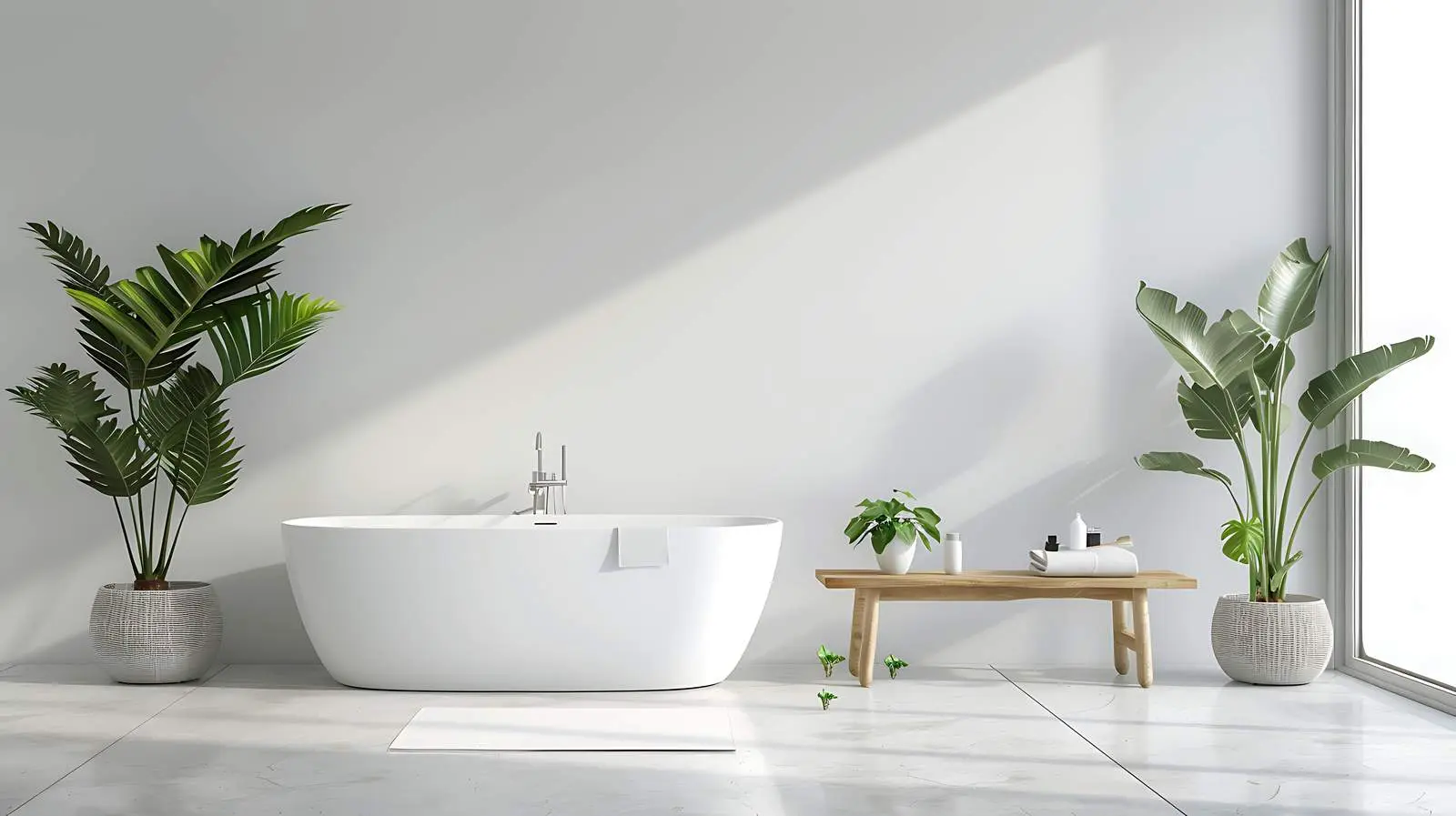 Modern Bathroom Interior with Sunlight and Shadows — free download from Dotvec