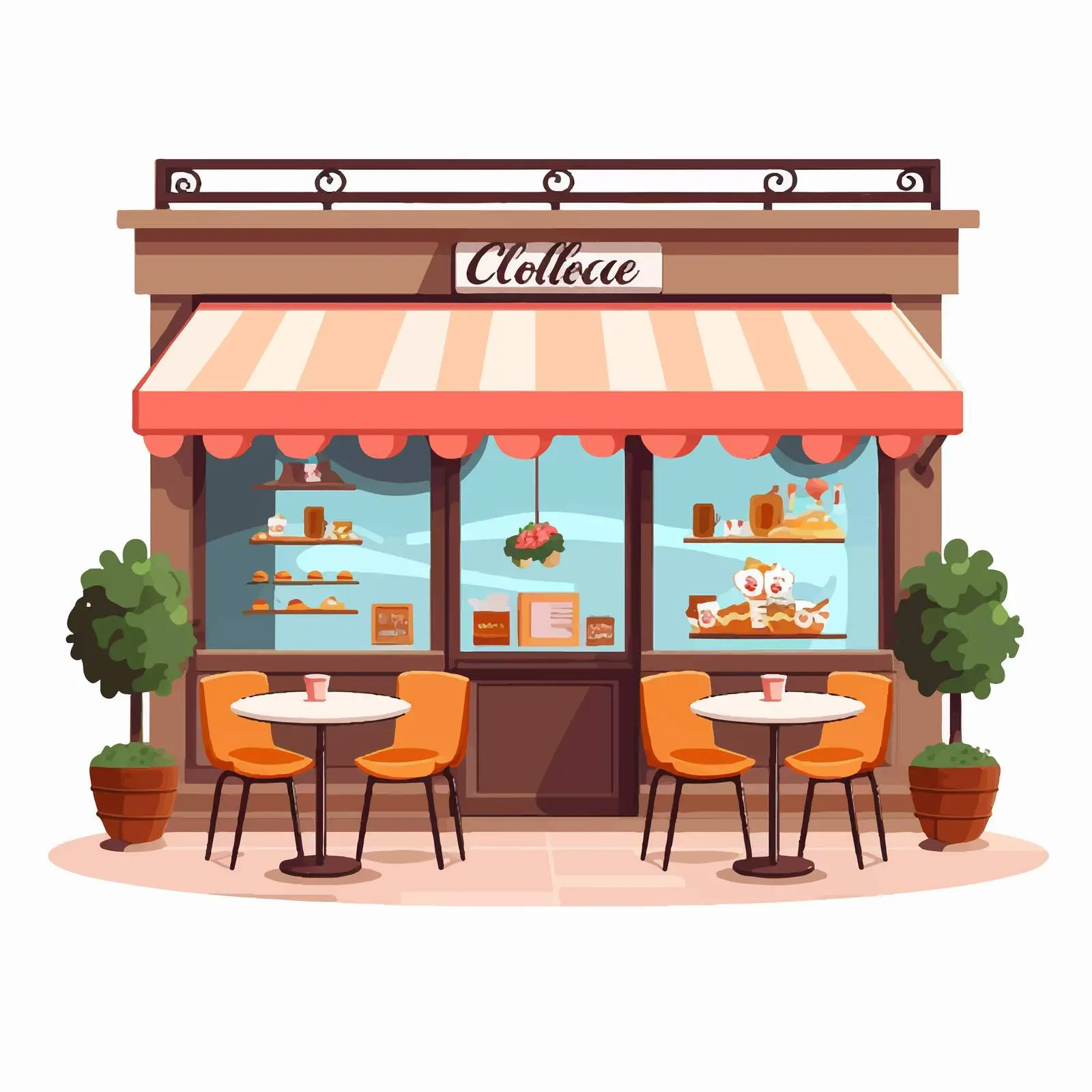Modern Cafe Exterior with Summer Terrace Furniture — free download from Dotvec