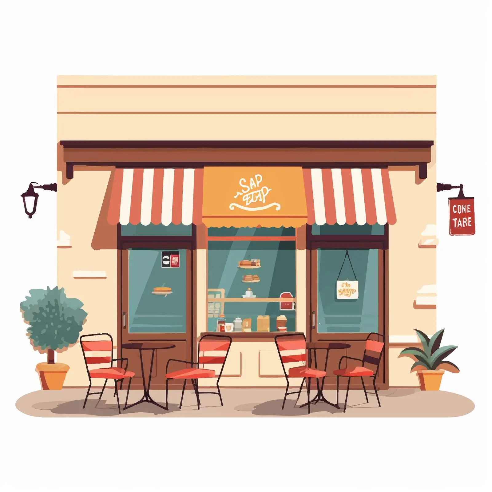 Modern Cafe Exterior with Summer Terrace – free outdoor seating image from Dotvec