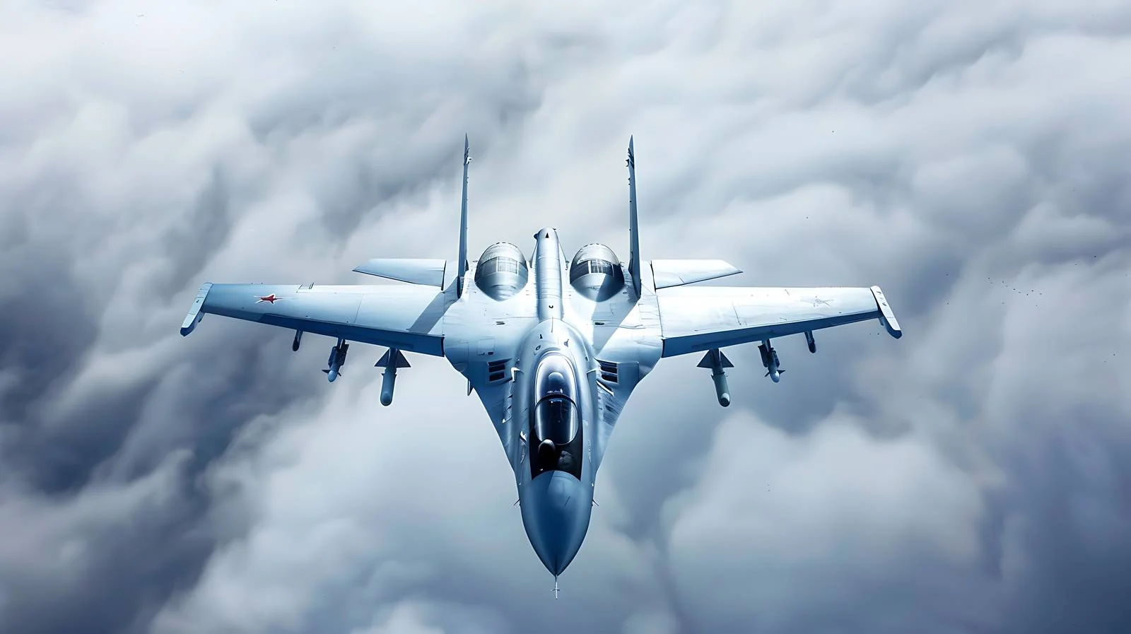 Sleek Fighter Jet Model Amid Dramatic Clouds — free download from Dotvec