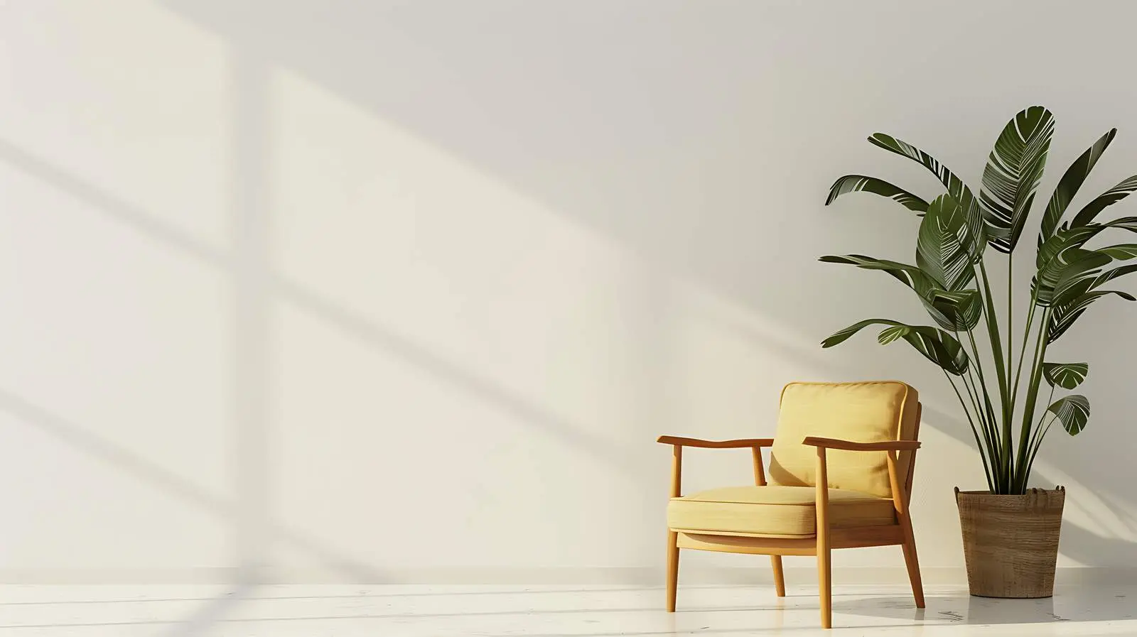 Modern Home Interior with Chair and Plant — free download from Dotvec