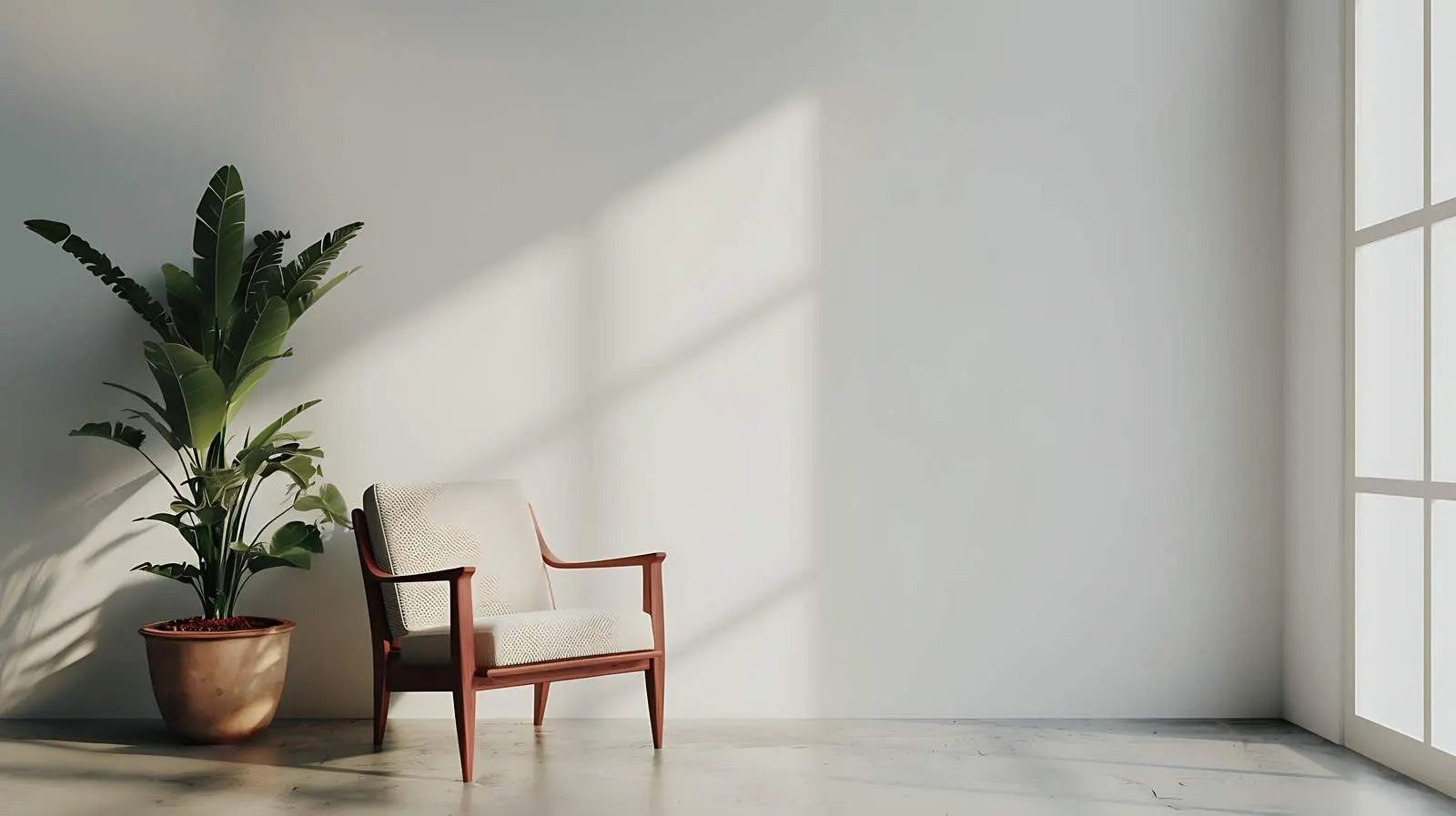 Modern Home Interior with Plant and Chair — free download from Dotvec