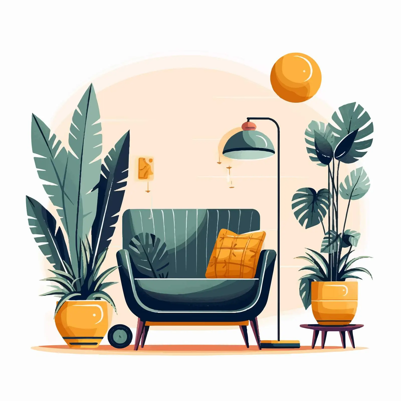 Hand-Drawn Modern Home Interior Design Vector — free download from Dotvec