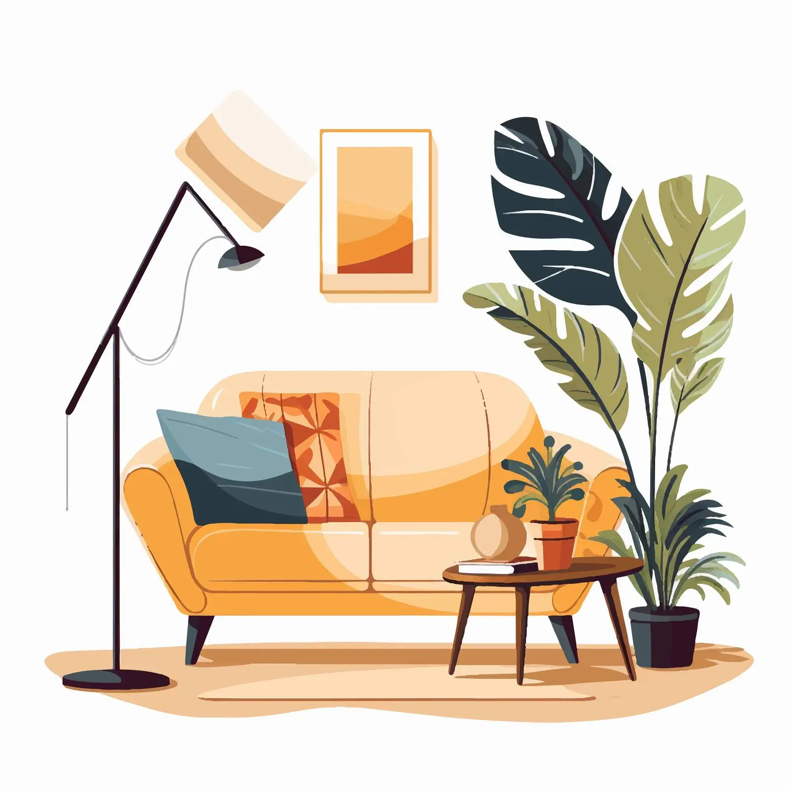 Hand-Drawn Modern Home Interior Design Vector — free download from Dotvec