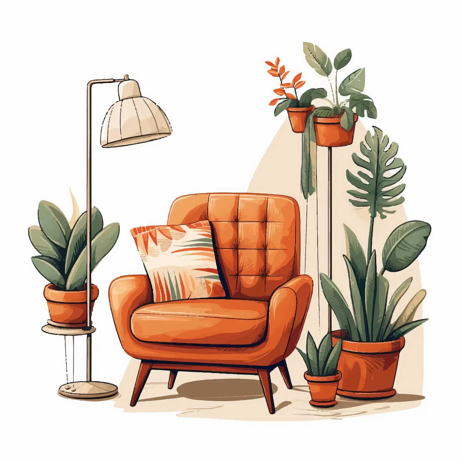 Hand-Drawn Modern Home Interior Design Vector – free decor styles image from Dotvec