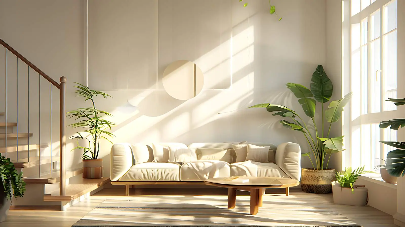 Elegant Modern Home Interior Design with Sofa and Staircase — free download from Dotvec