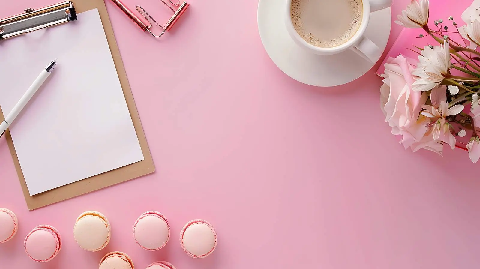 Modern Home Office Desk with Clipboard and Coffee — free download from Dotvec