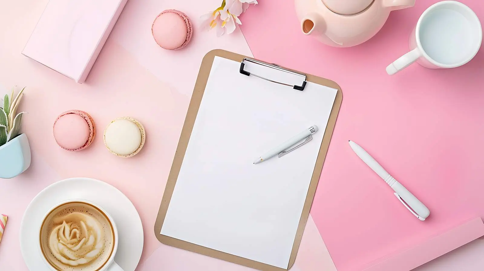 Stylish Home Office Desk Setup with Treats — free download from Dotvec