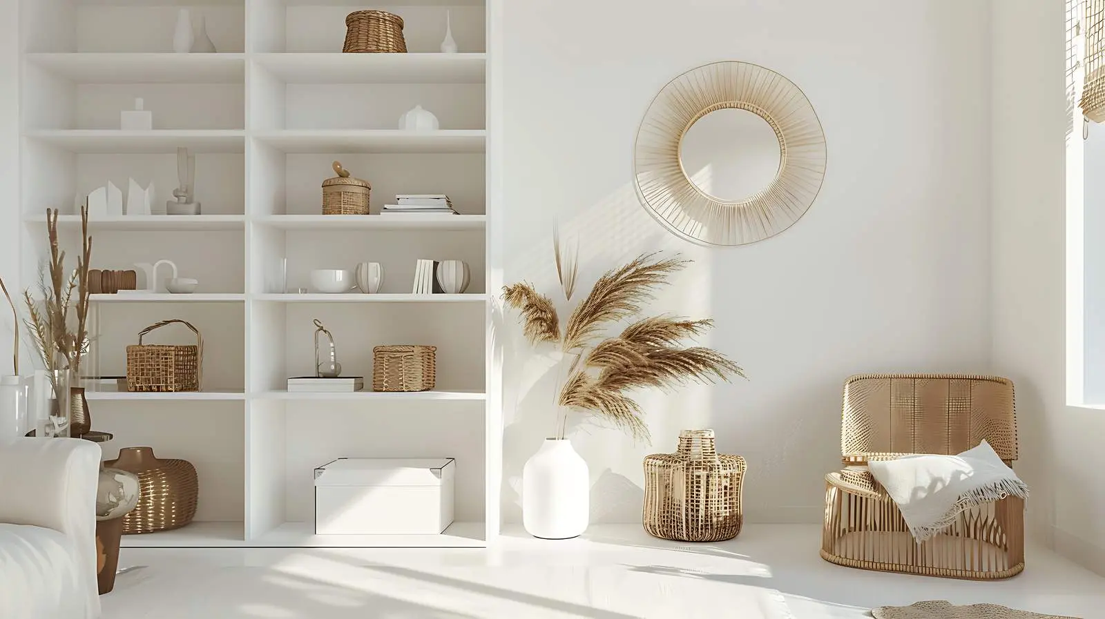 Modern Home Office Interior Design with White Shelves — free download from Dotvec