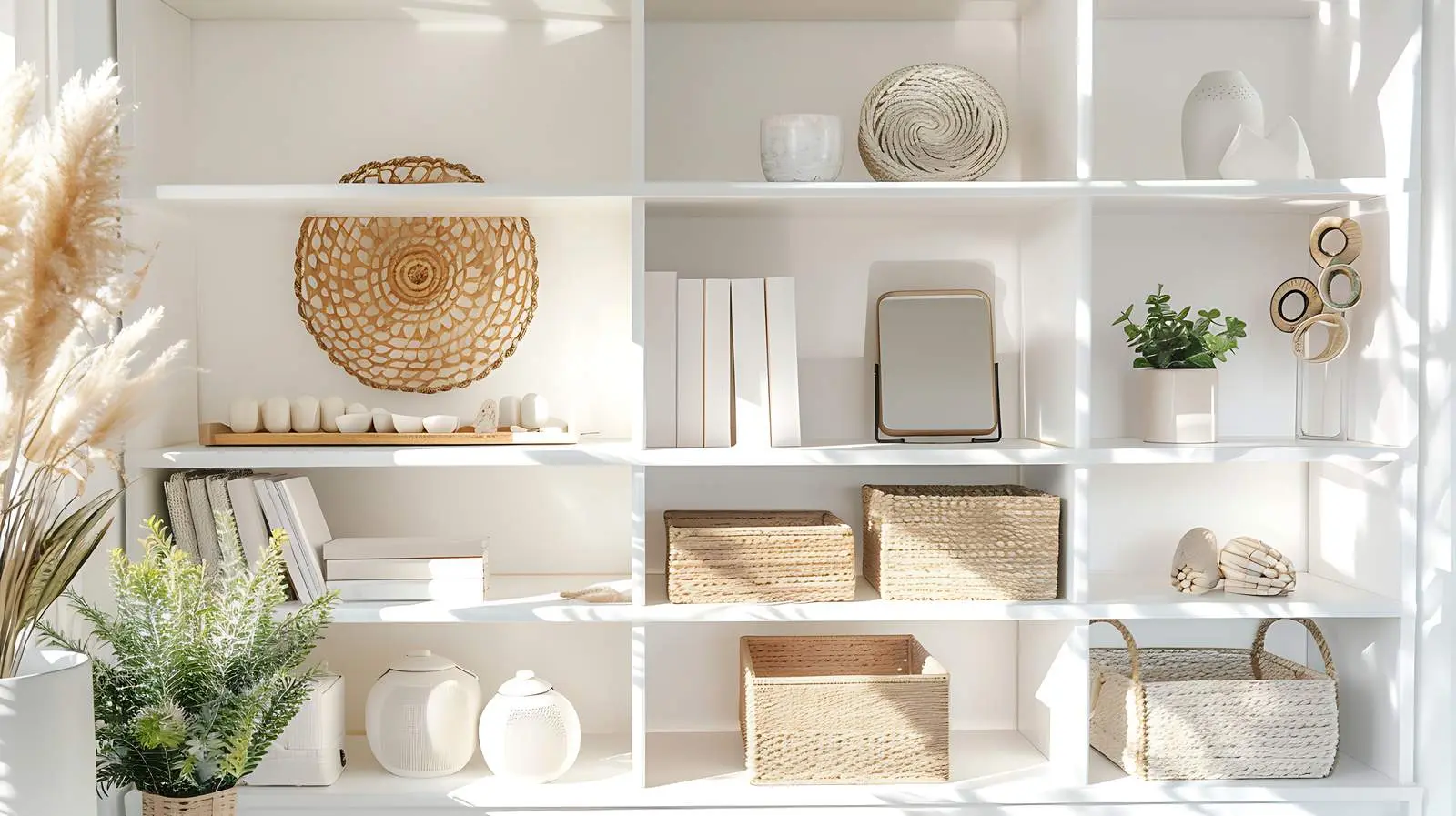 Modern Home Office with White Storage Shelves — free download from Dotvec